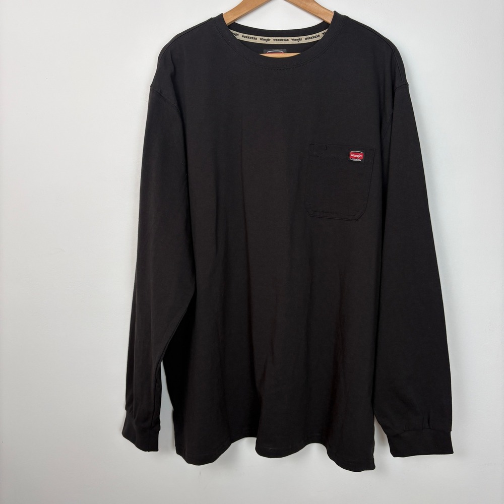 Wrangler Mens UPF 30 Heavyweight Long Sleeve Pullover Shirt Sz 3XL Black Pocket
